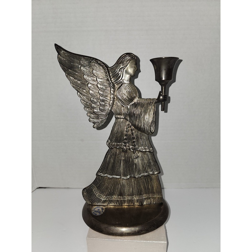 International Silver Angel Candle Holder Taper Christmas